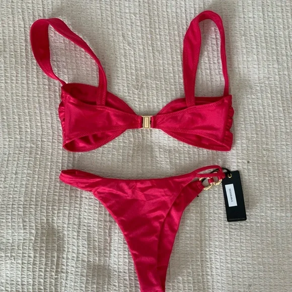 NWT Sommer Swim SORIYA MAGENTA Pink BALCONETTE BIKINI TOP Cheeky Swim Bottoms - Picture 4 of 9